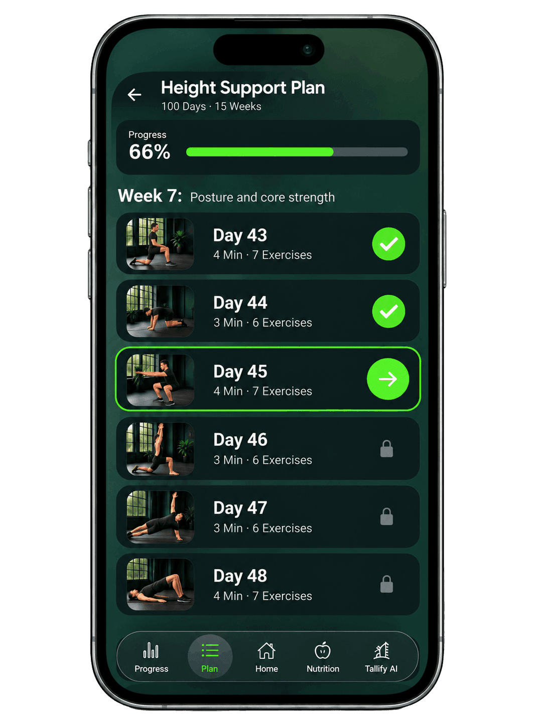Tallify personalized plan with visible progress